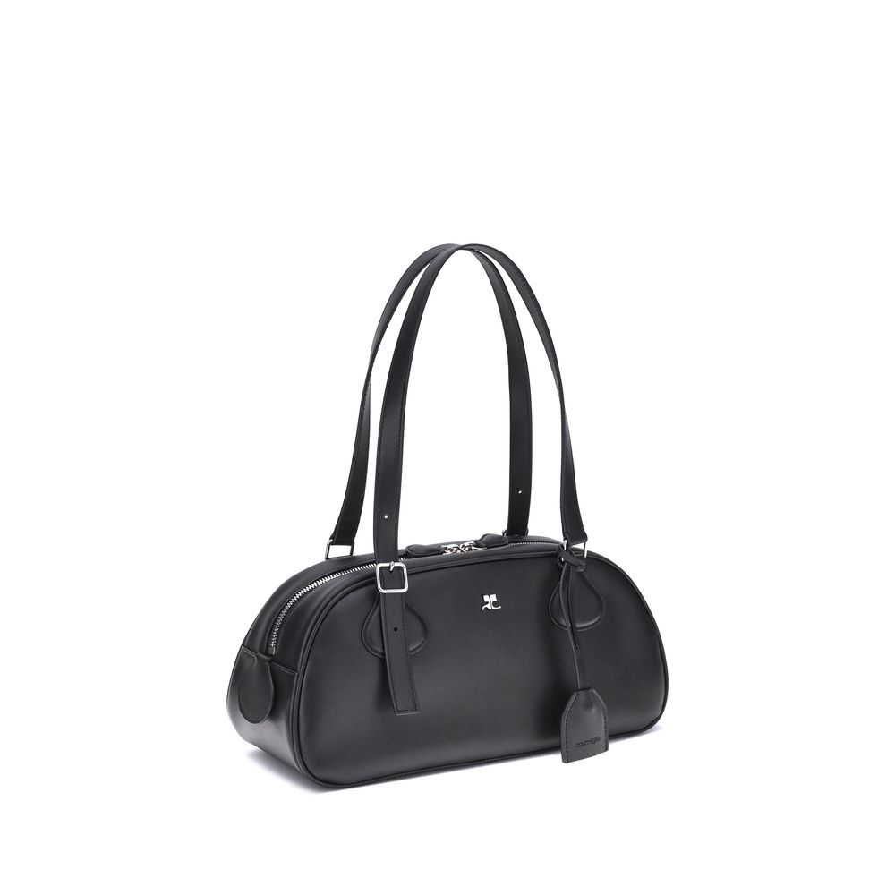 Courrèges Black Calf Leather Bos Taurus Shoulder Bag Courrèges