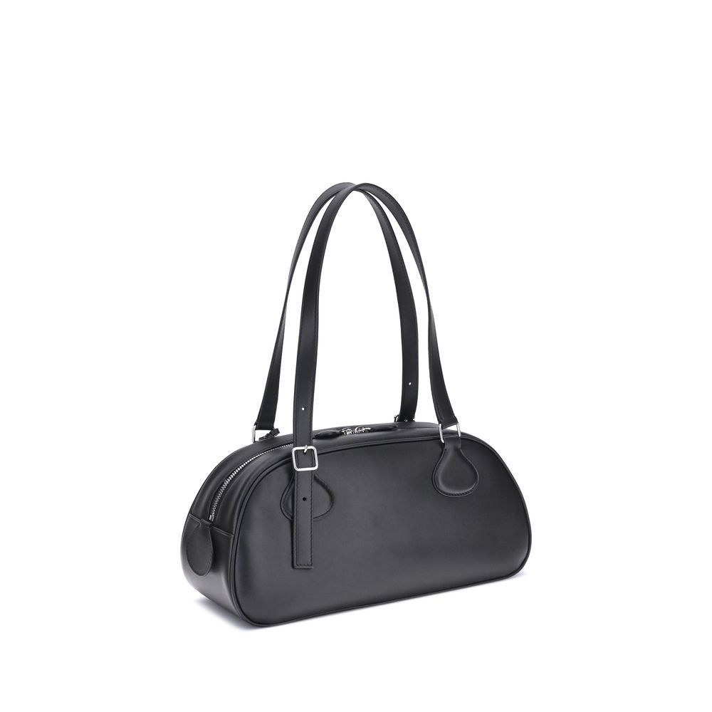 Courrèges Black Calf Leather Bos Taurus Shoulder Bag Courrèges