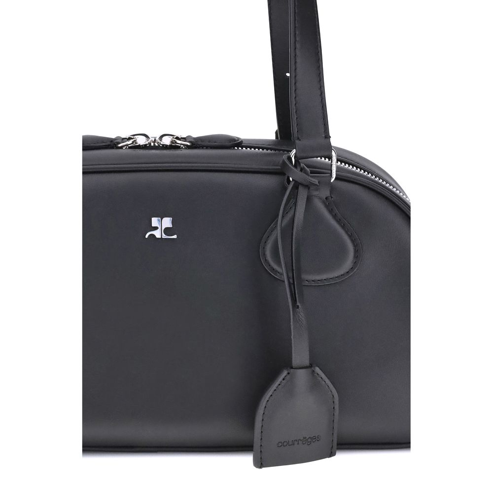 Courrèges Black Calf Leather Bos Taurus Shoulder Bag Courrèges