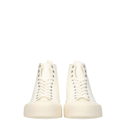 Jil Sander Beige Fabric High Top Sneakers