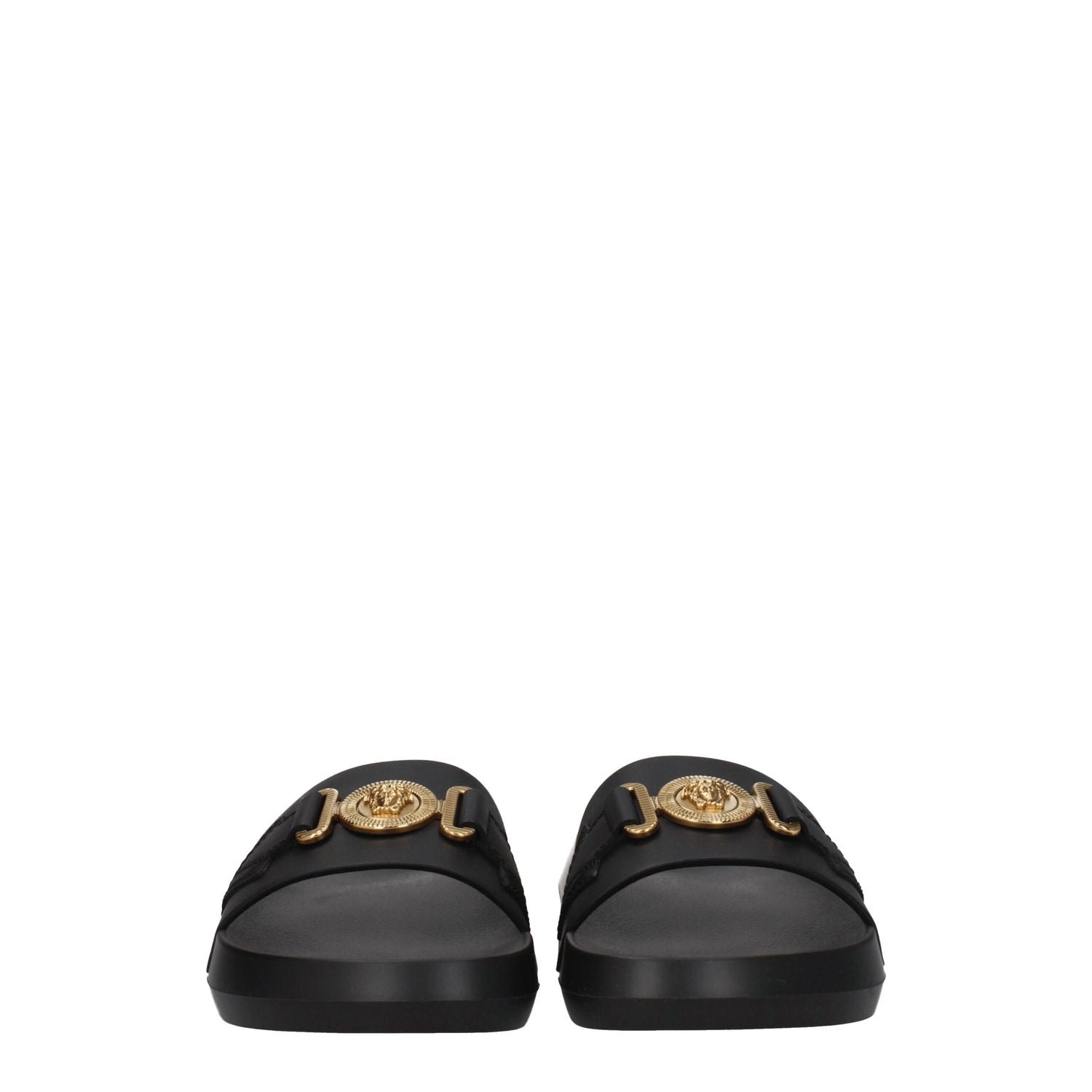 Versace Black Leather Slippers