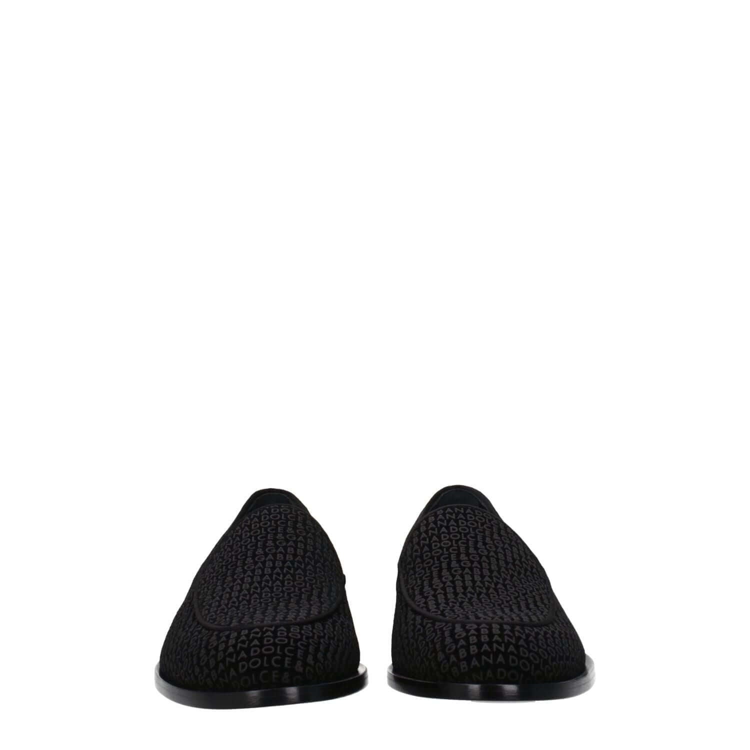 Dolce & Gabbana Black Velvet Slip-On Loafers