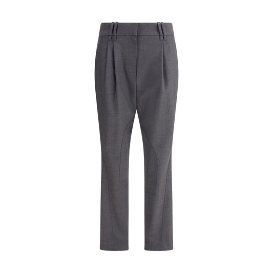 Brunello Cucinelli Bicolor Fleece Wool Casual Pants