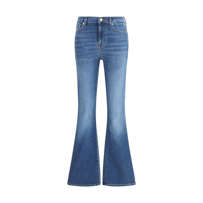 7FOR Blue Cotton Flared Jeans