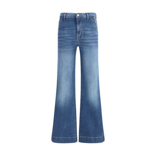 7FOR Blue Cotton Flared Jeans 7FOR