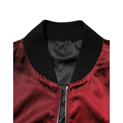 Dolce & Gabbana Maroon Nylon DG Crown Embroidery Jacket