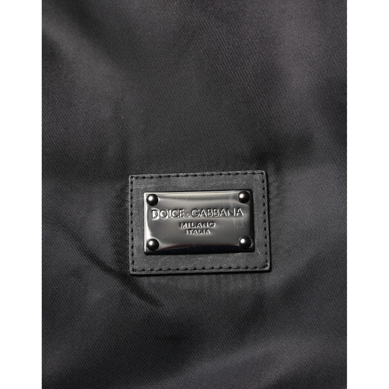 Dolce & Gabbana Black Polyester Logo Plaque Bomber Jacket