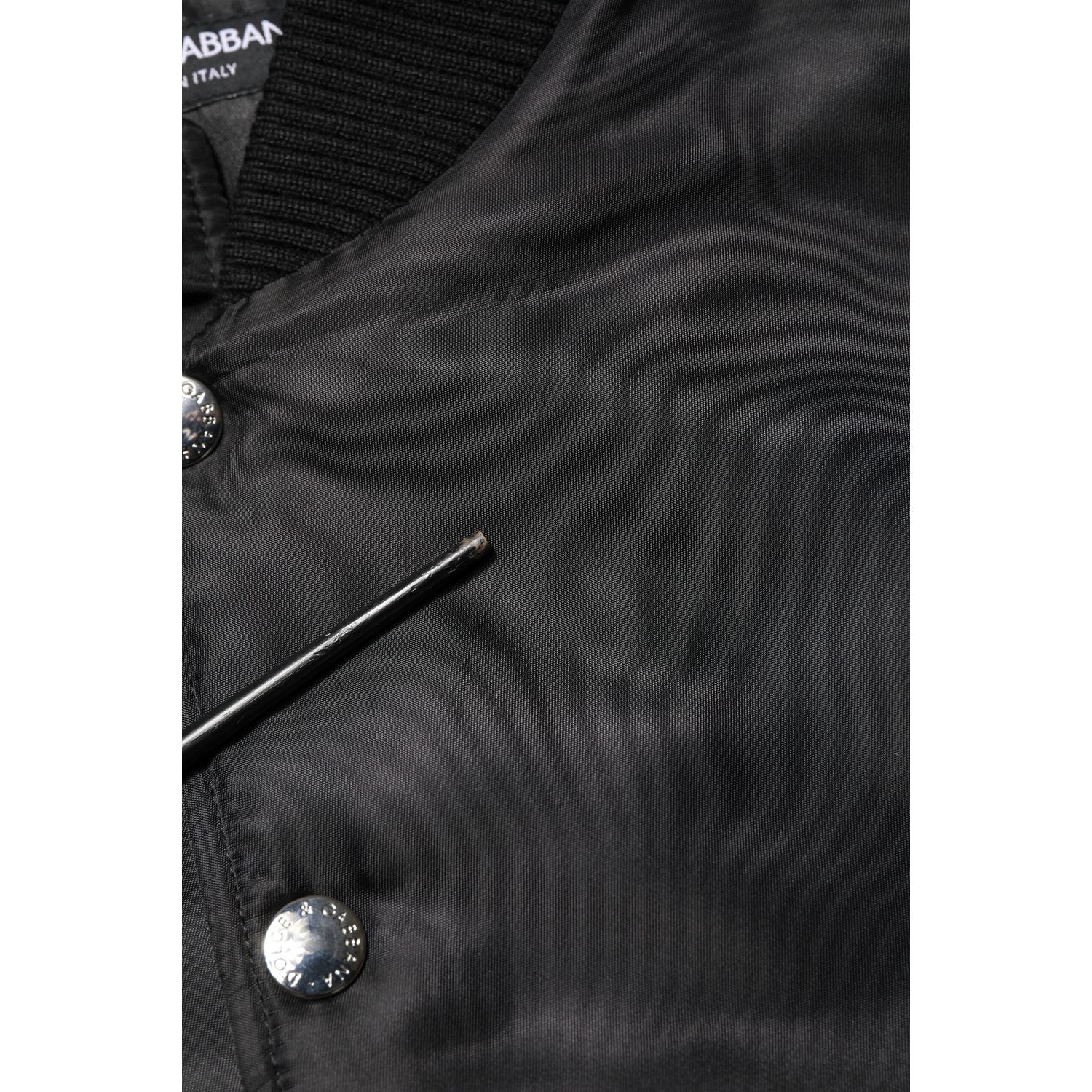 Dolce & Gabbana Black Polyester Logo Plaque Bomber Jacket