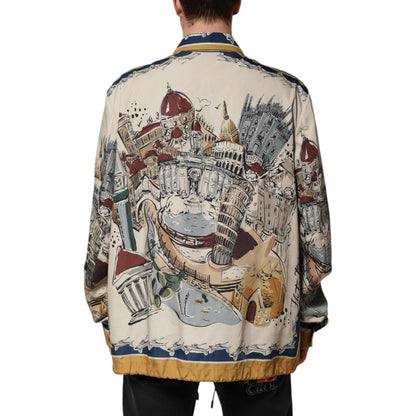 Dolce & Gabbana Multicolor Italian Motif Men Bomber Jacket