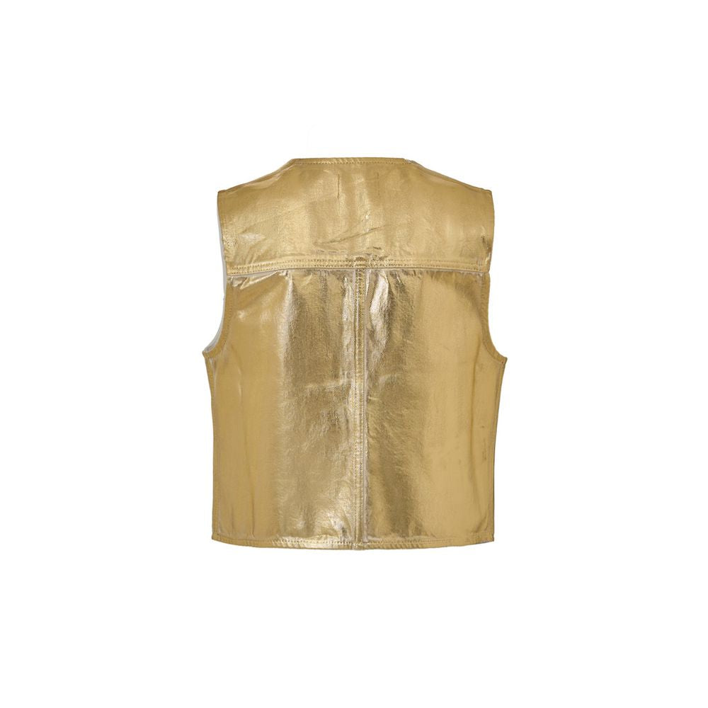 Ganni Gold Cotton Sleveless Jacket Ganni