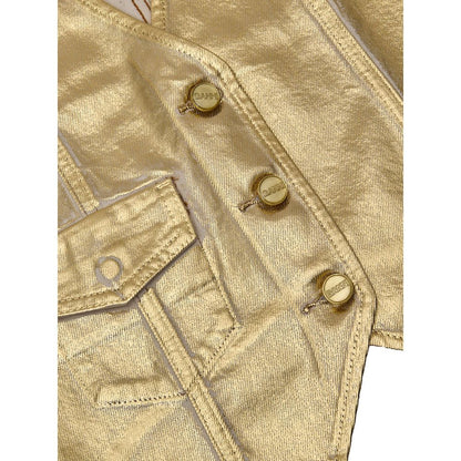 Ganni Gold Cotton Sleveless Jacket Ganni