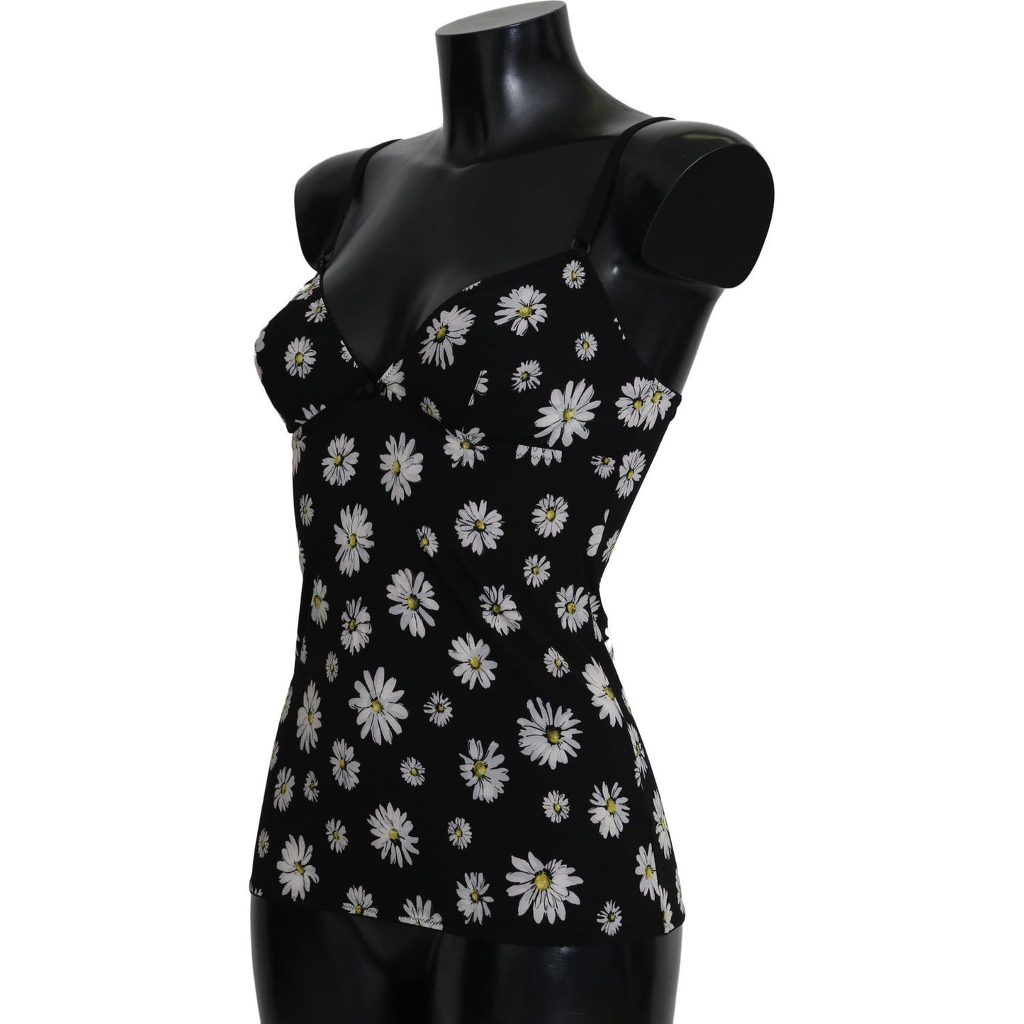 Dolce & Gabbana Elegant Black Daisy Floral Lace Chemise Dress Dolce & Gabbana