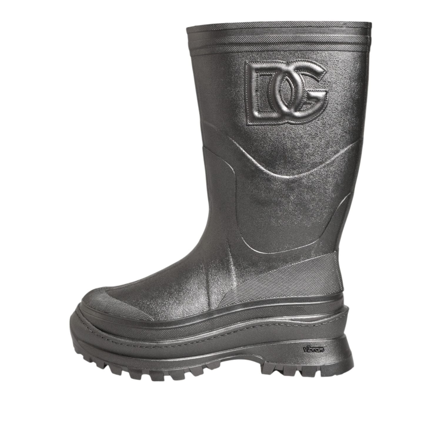 Dolce & Gabbana Black Argento Pull On Rain Boots Shoes