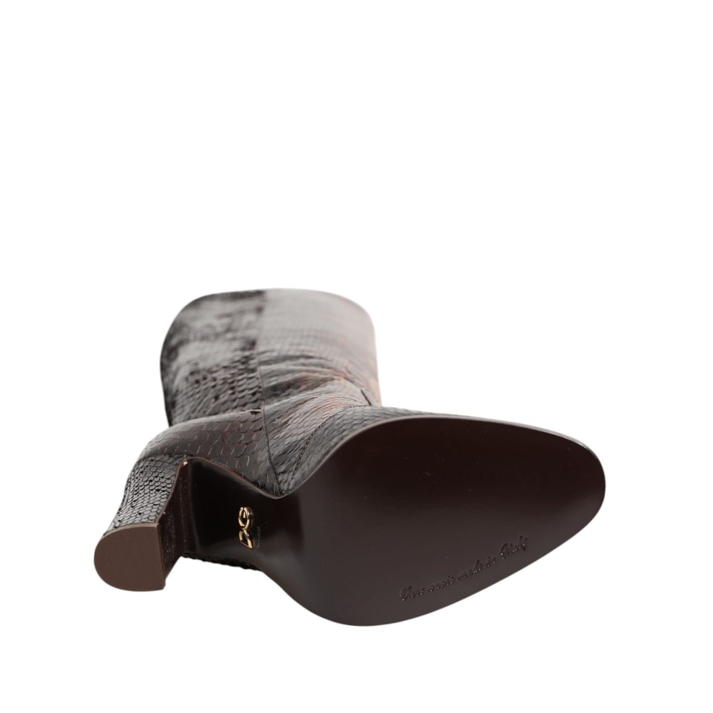 Dolce & Gabbana Brown Python Snakeskin Print Riding Boots Shoes