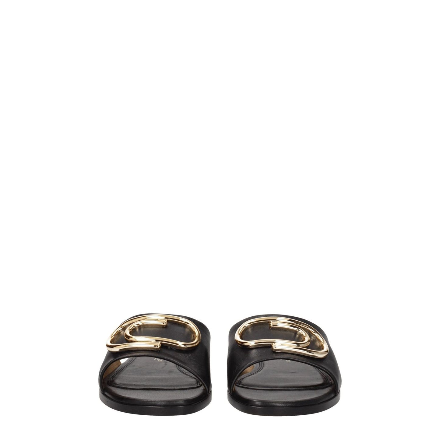 Off-White Black Leather Slippers