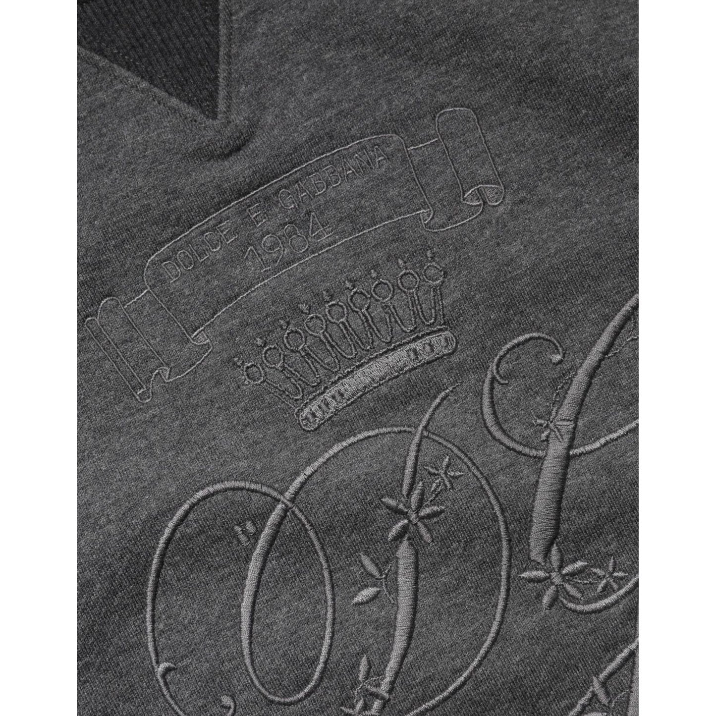 Dolce & Gabbana Gray DG Logo Embroidered Pullover Sweater