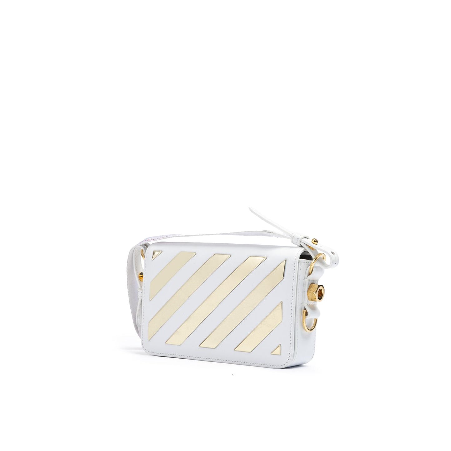 Off-White White/Gold Metallic Stripe Mini Crossbody Bag Off-White