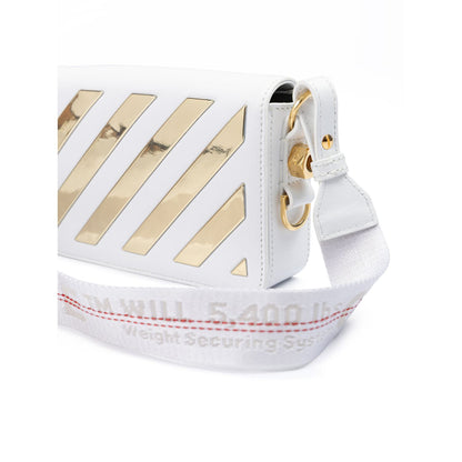 Off-White White/Gold Metallic Stripe Mini Crossbody Bag Off-White