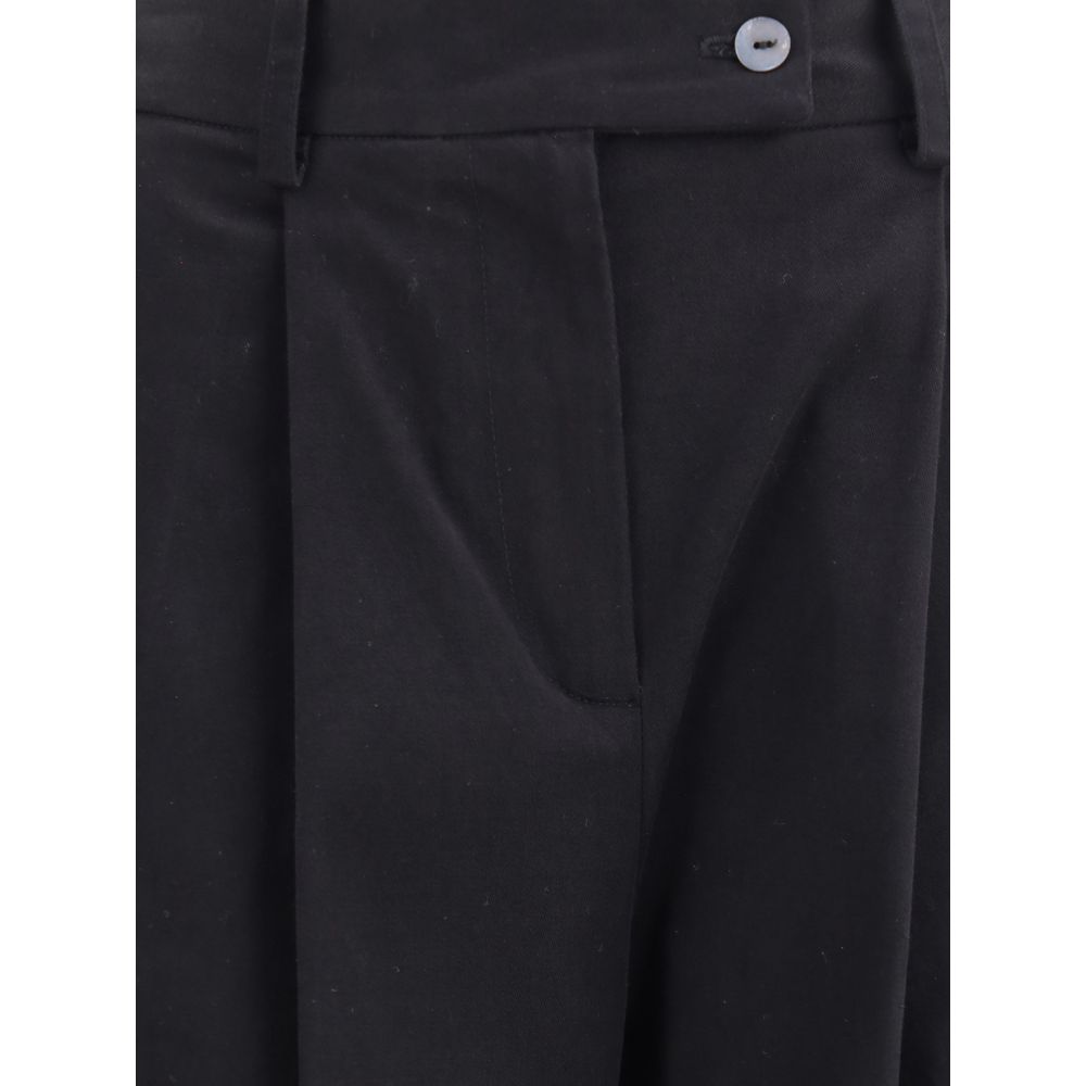 Ella Black Cotton Casual Pants