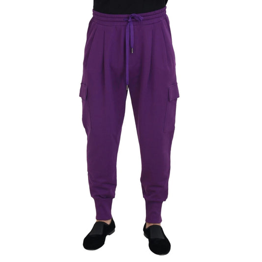Dolce & Gabbana Purple Cotton Cargo Sweatpants Jogging Pants