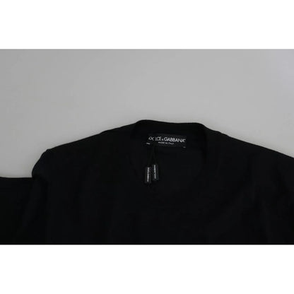 Dolce & Gabbana Black Cashmere Crewneck Pullover Sweater