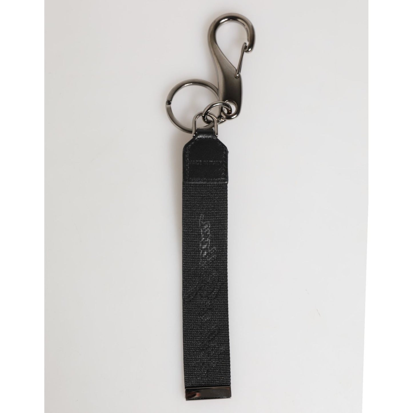 Dolce & Gabbana Black White Polyester DG Logo Silver Men Keychain Keyring