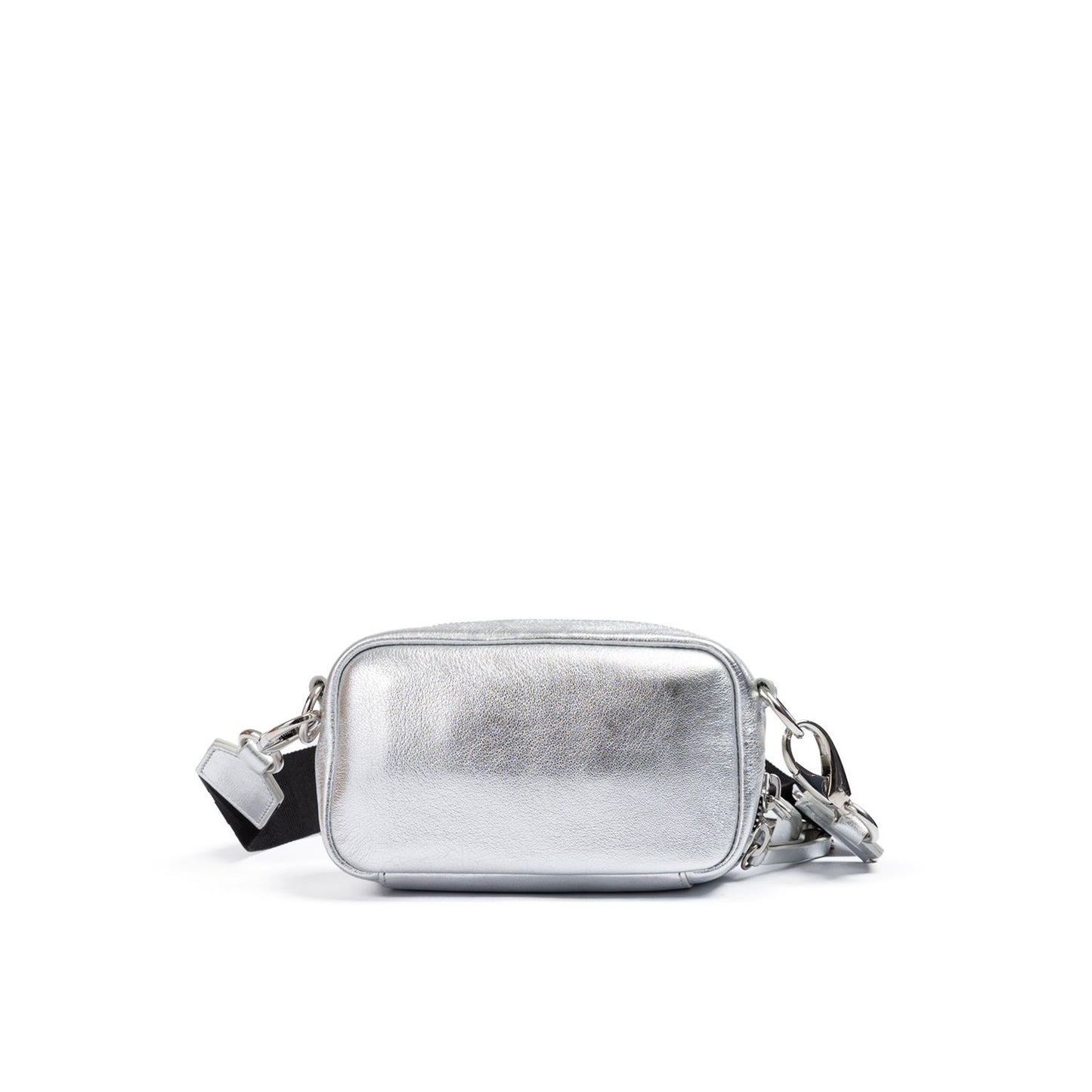 Dsquared² Silver Paillettes and Leather Clutch Bag