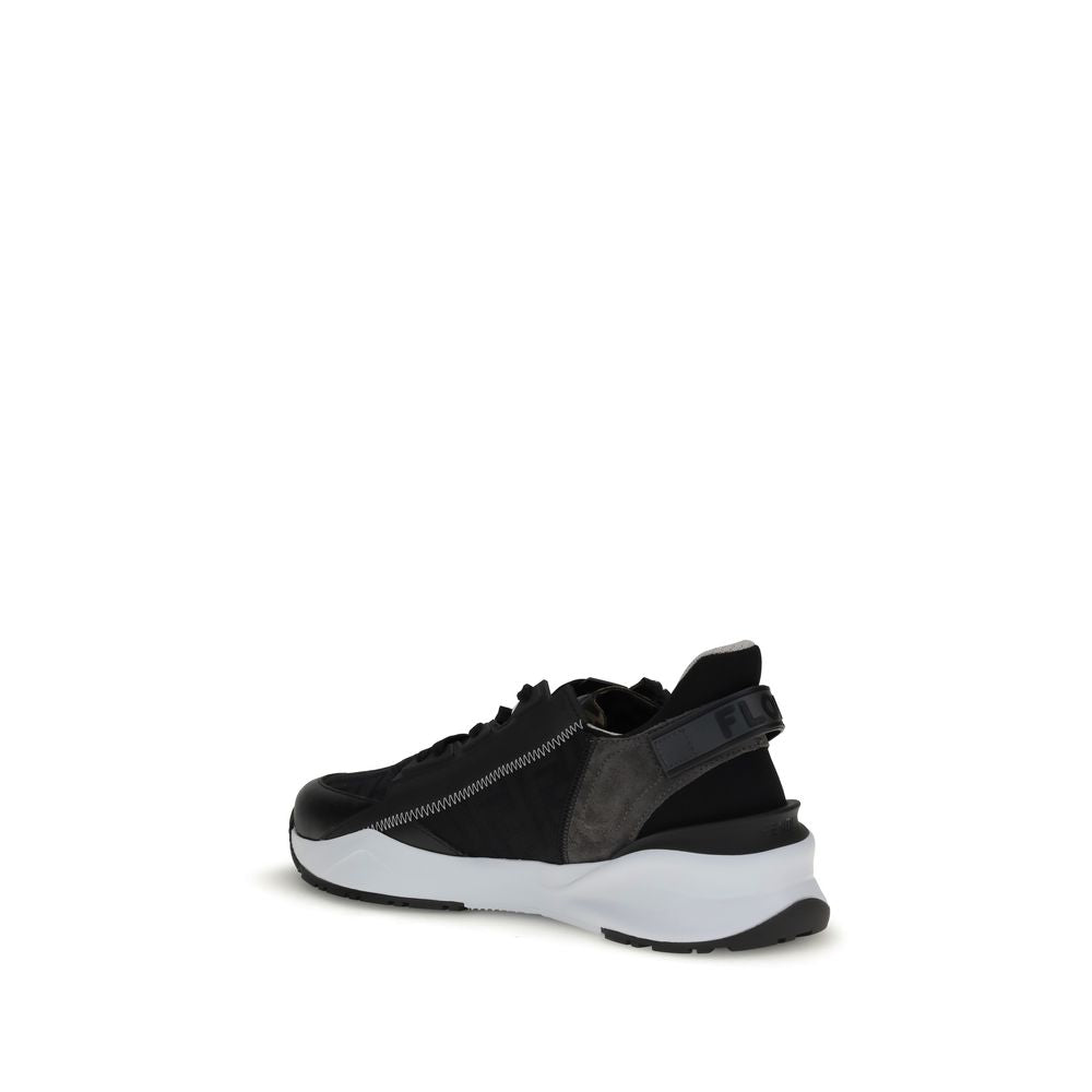 Fendi Gray Calf Leather Bos Taurus Athletic Sneakers