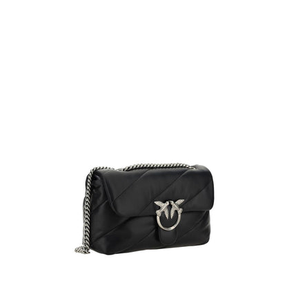 PINKO Black Calf Leather Bos Taurus Shoulder Bag