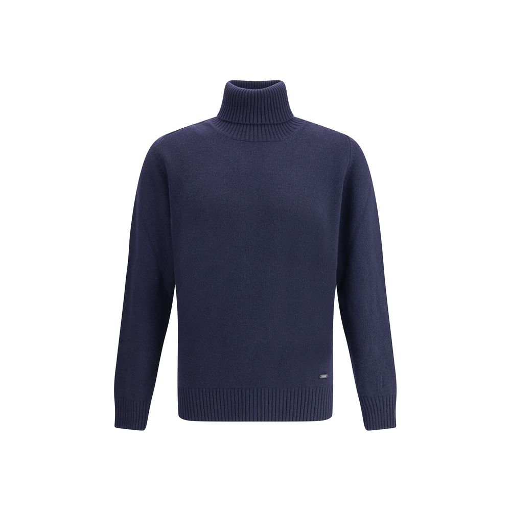 Brooksfield Blue Fleece Wool Turtleneck Brooksfield