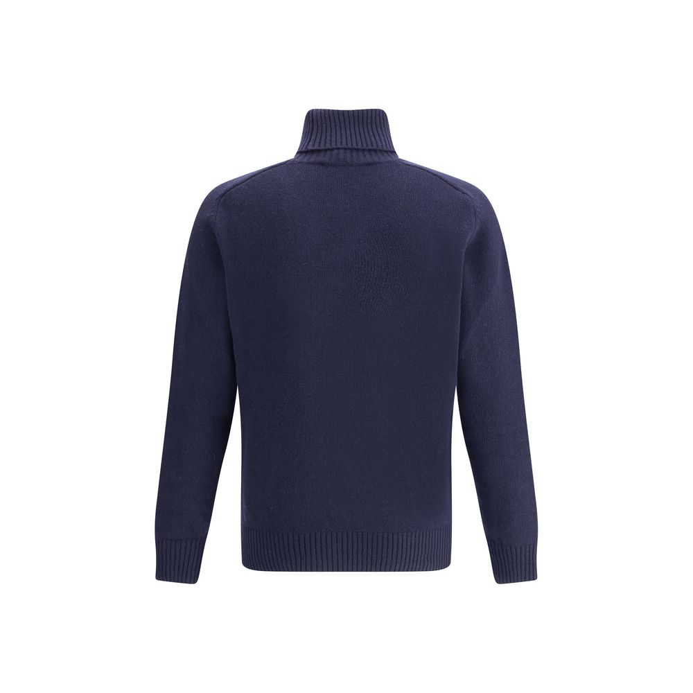 Brooksfield Blue Fleece Wool Turtleneck Brooksfield