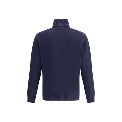 Brooksfield Blue Fleece Wool Turtleneck Brooksfield