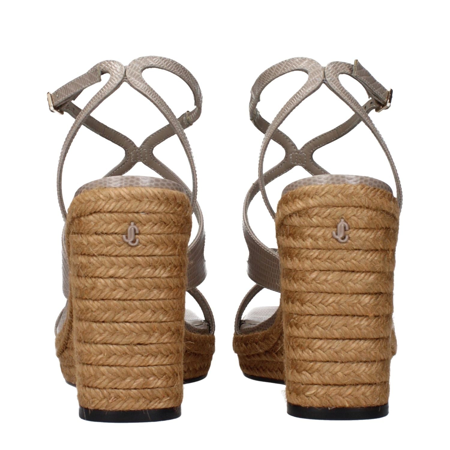 Jimmy Choo Gray Leather Wedge Sandals