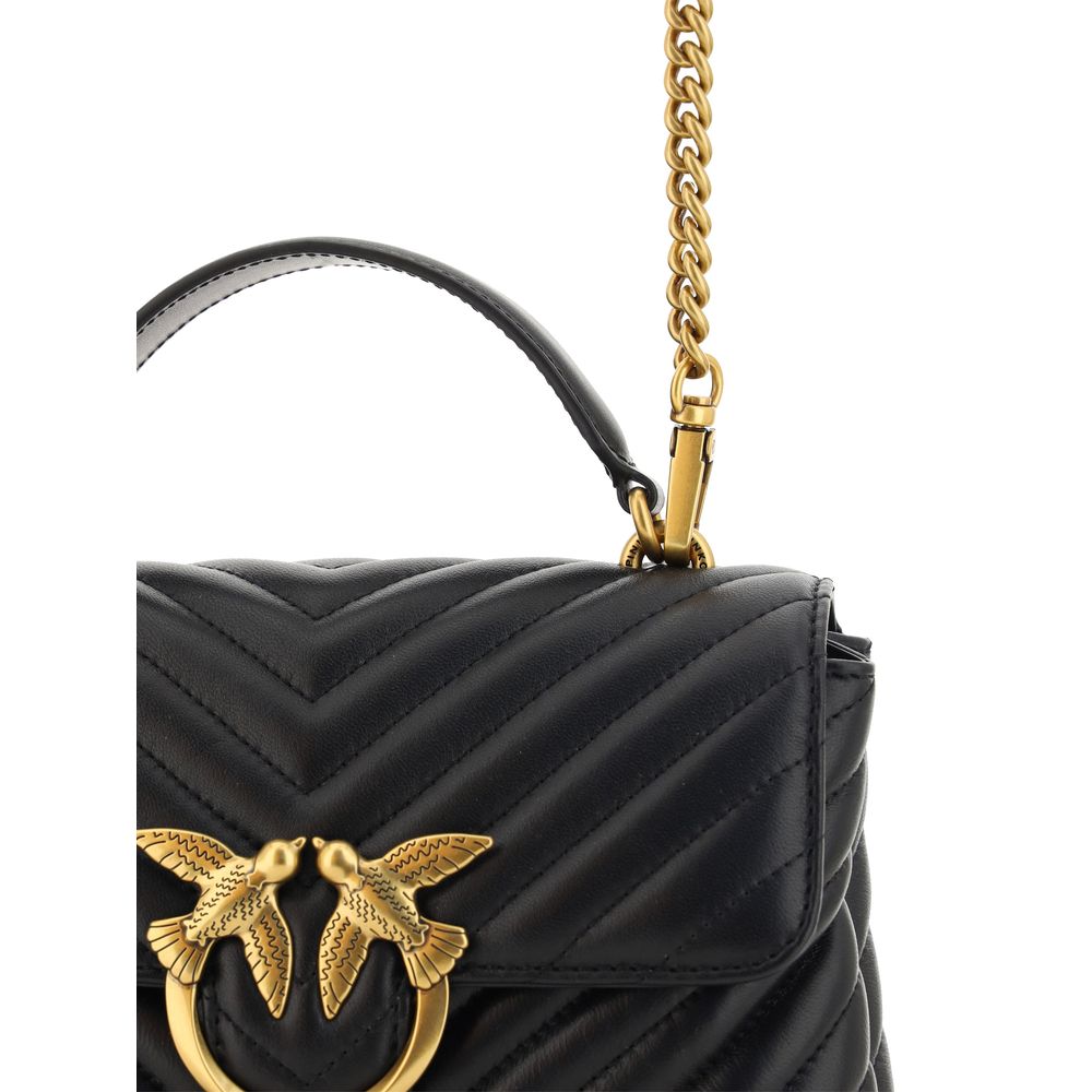 PINKO Black Calf Leather Bos Taurus Handbag