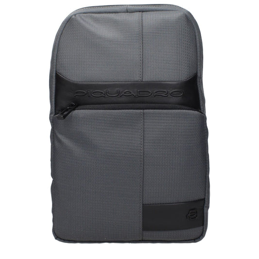 Piquadro Gray Fabric Crossbody Bag