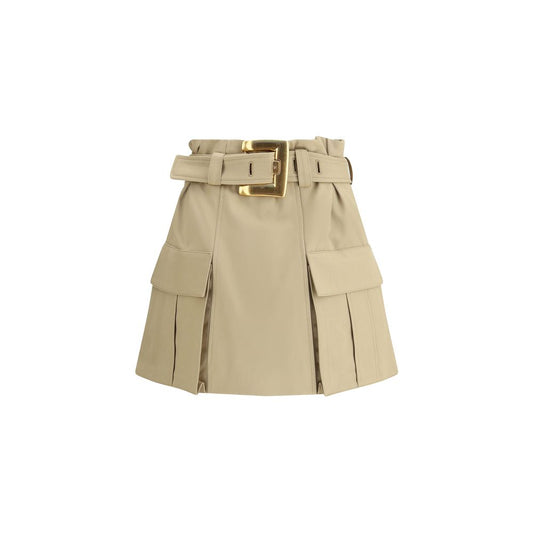 Balmain Beige Cotton Mini Skirt