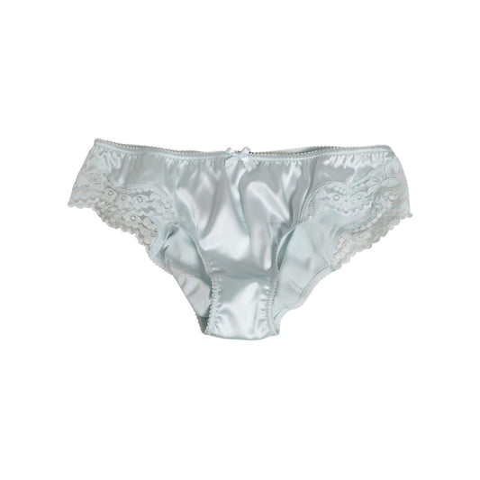 Dolce & Gabbana Gray Silk Satin Floral Lace Panty Brief Underwear