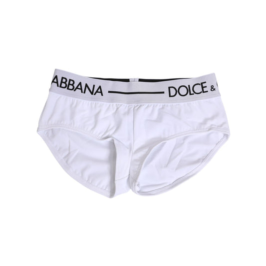 Dolce & Gabbana White Nylon Logo Waistband Shorts Underwear
