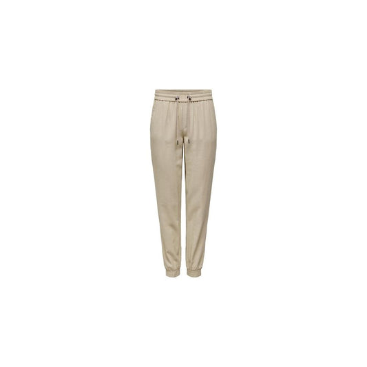 Only Beige Viscose Casual Pants