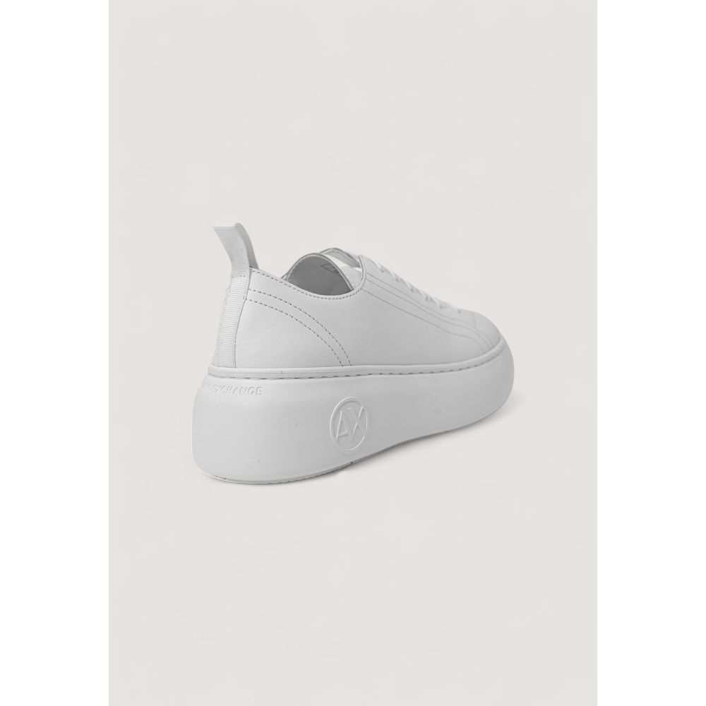 Armani Exchange White Leather Platform Sneakers