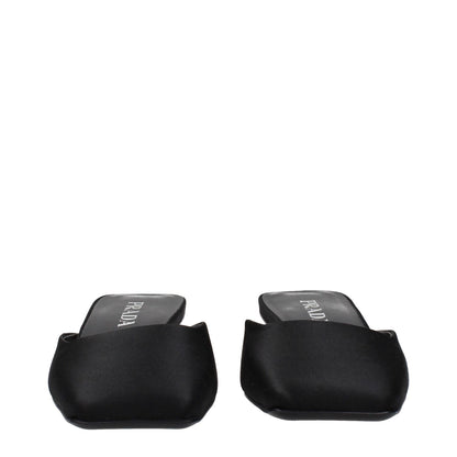 Prada Black Satin Flat Sandals