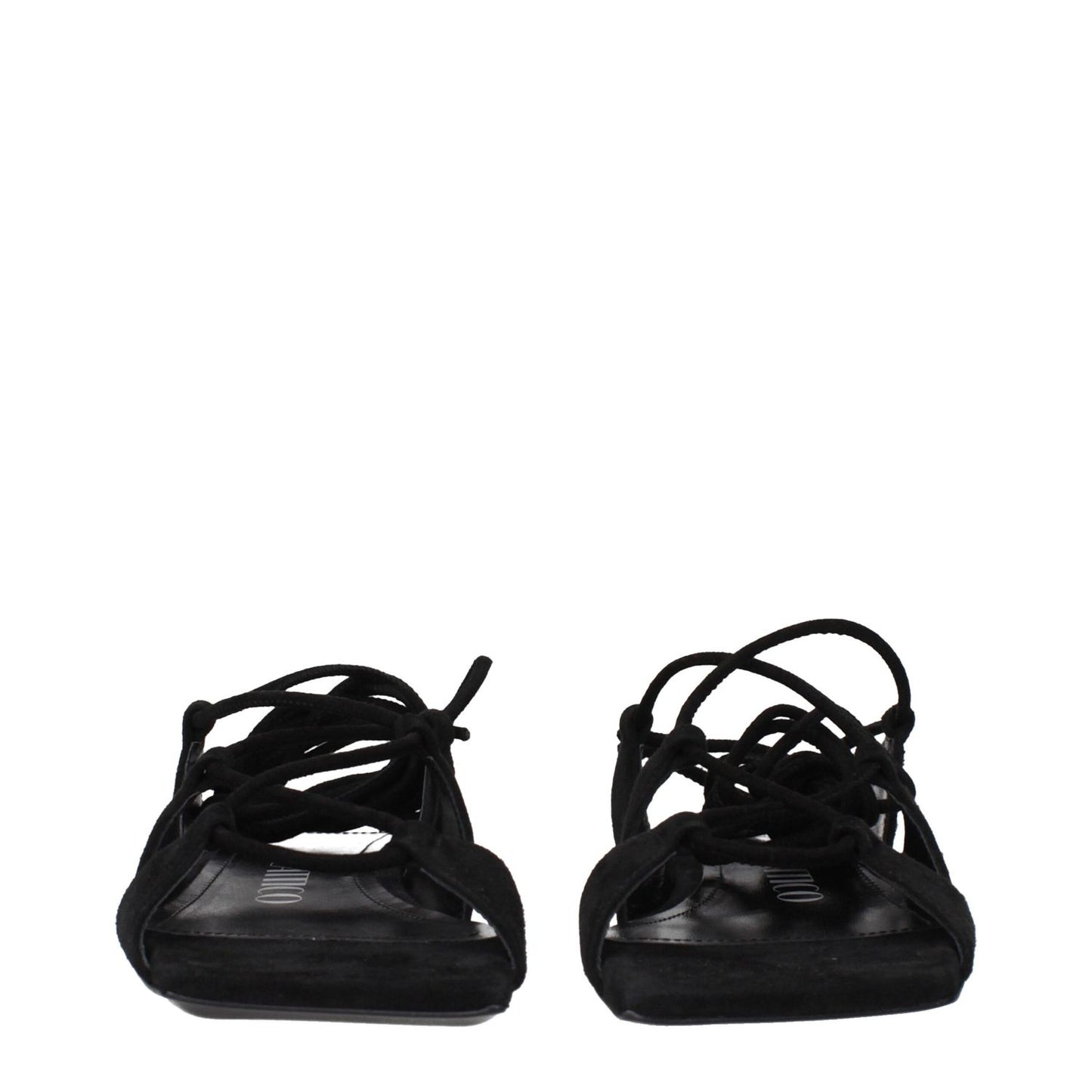 The Attico Black Leather Flat Sandals