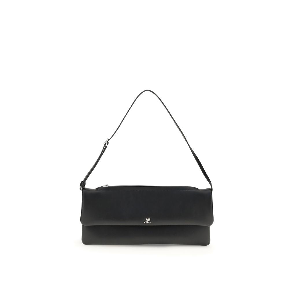 Courrèges Black Calf Leather Bos Taurus Shoulder Bag Courrèges