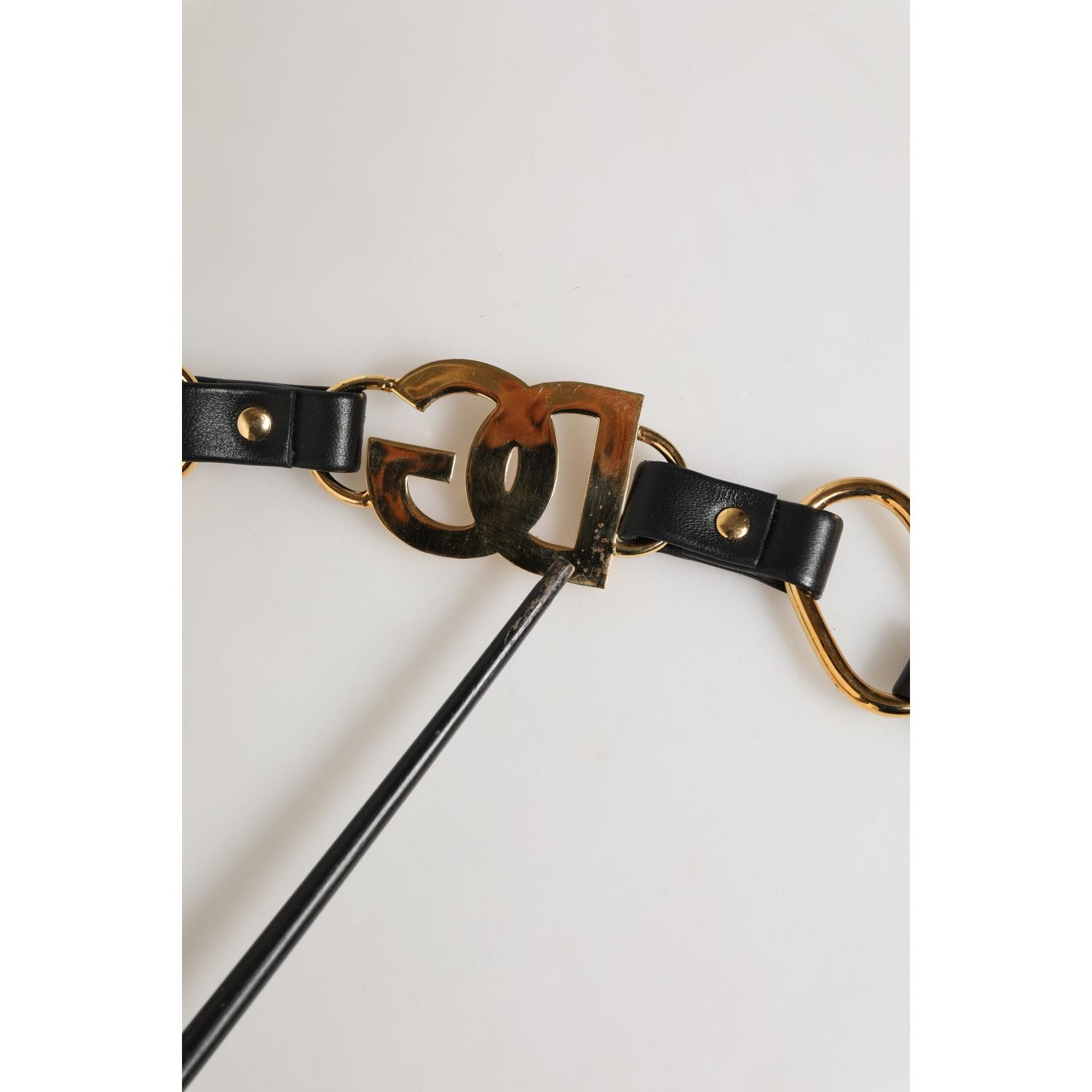 Dolce & Gabbana Black Leather Gold Chain Bag Accessory Shoulder Strap