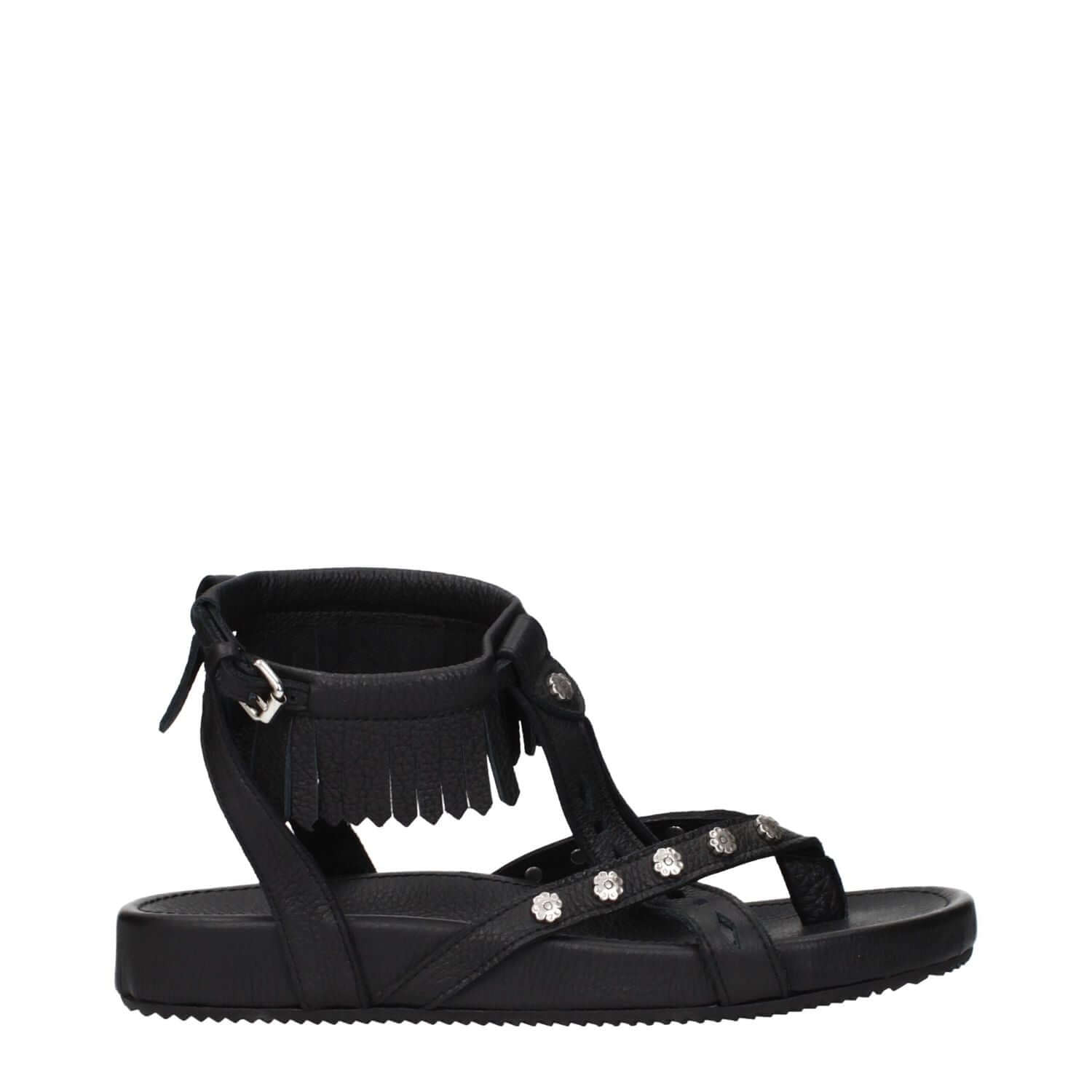 Isabel Marant Black Leather Flat Sandals