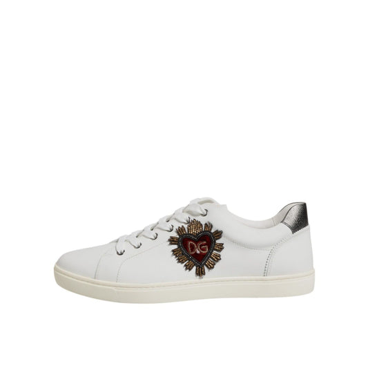 Dolce & Gabbana White Sacred Heart Men Low Top Sneakers Shoes