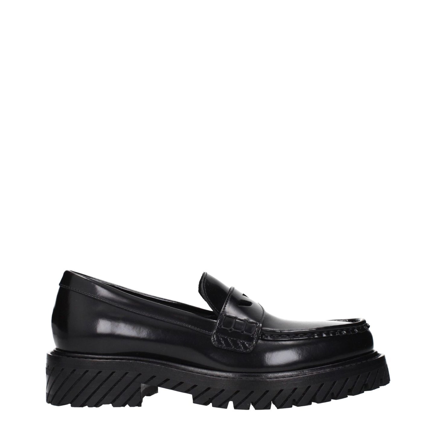 Off-White Black Leather Slip-On Loafers