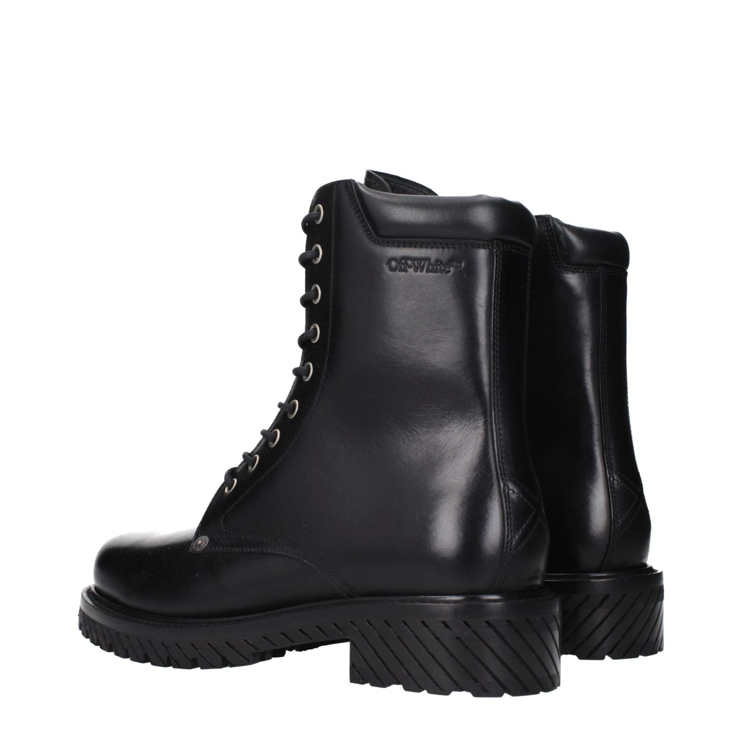 Off-White Black Leather Ankle Boots