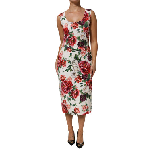 Dolce & Gabbana Multicolor Floral Print Viscose Sheath Dress