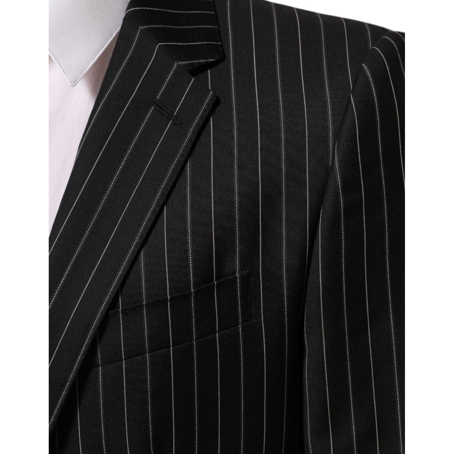 Dolce & Gabbana Black Stripes MARTINI 1 Button Suit Blazer